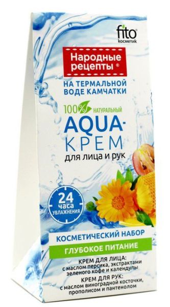 Народные Рецепты набор подарочный Aqua-крем для лица + Aqua-крем для рук фотография