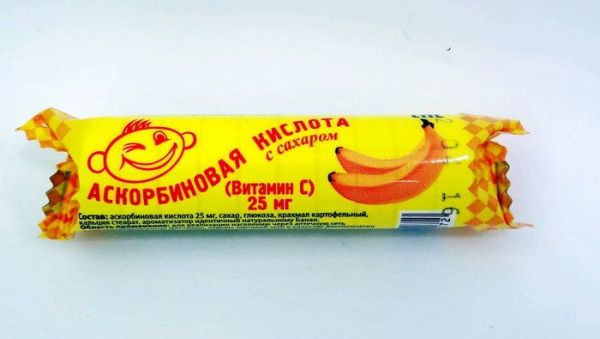 Аскорбиновая кислота, 10 таблеток банан фотография