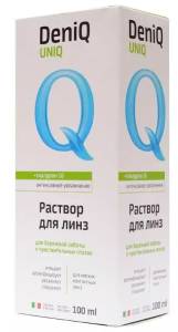 Раствор для линз Deniq Uniq интенсивное увлажнение для чувствительных глаз 100мл